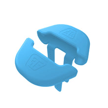 Image illustrates a pair of fins for the Falcons II product made by Flight Fins in the sky blue color that is called Kay Love, set in front of a white background.