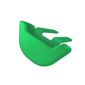 Image illustrates a single fin for the Falcons II product made by Flight Fins in the green color, set in front of a white background.